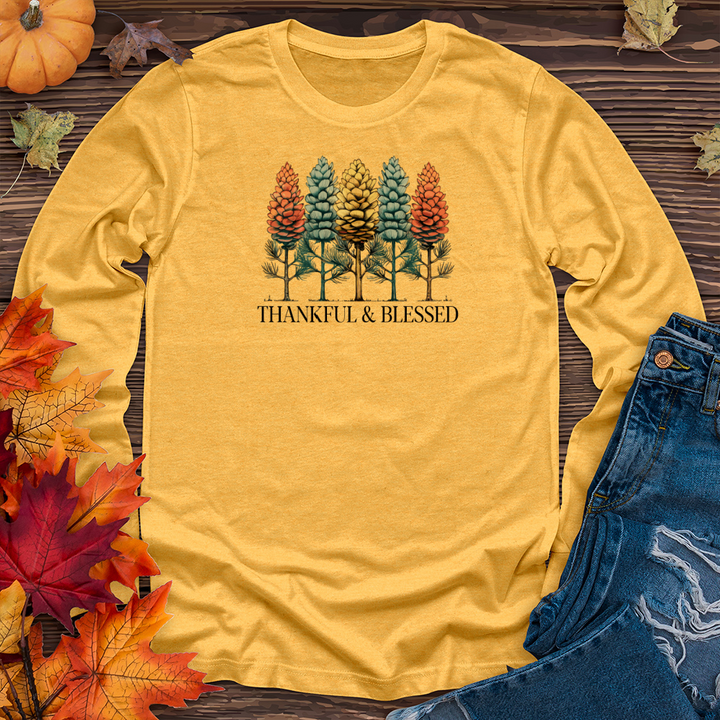 Vintage Nature Trio Pine Trees Long Sleeve Tee