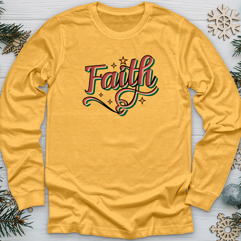 Retro Faith Christmas Long Sleeve Tee