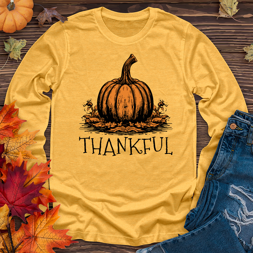 Thankful Orange Pumpkin Long Sleeve Tee