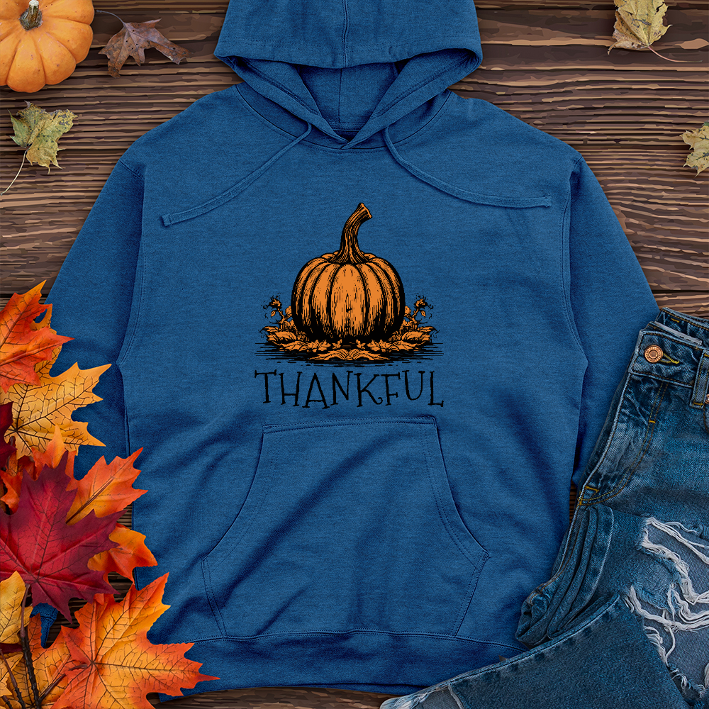 Thankful Orange Pumpkin Midweight Hoodie