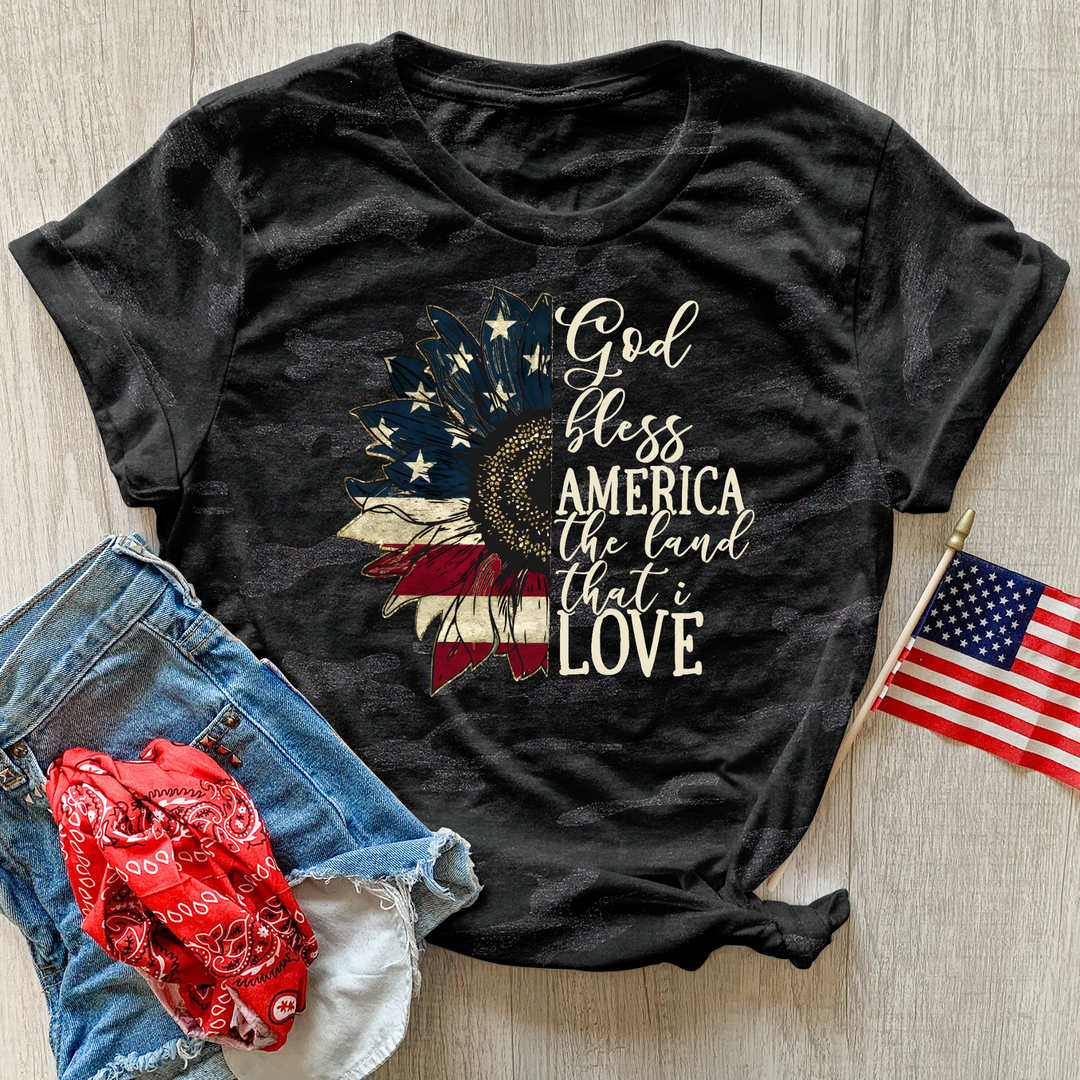 Land That I love Sunflower Camo Tee