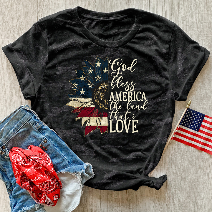 Land That I love Sunflower Camo Tee