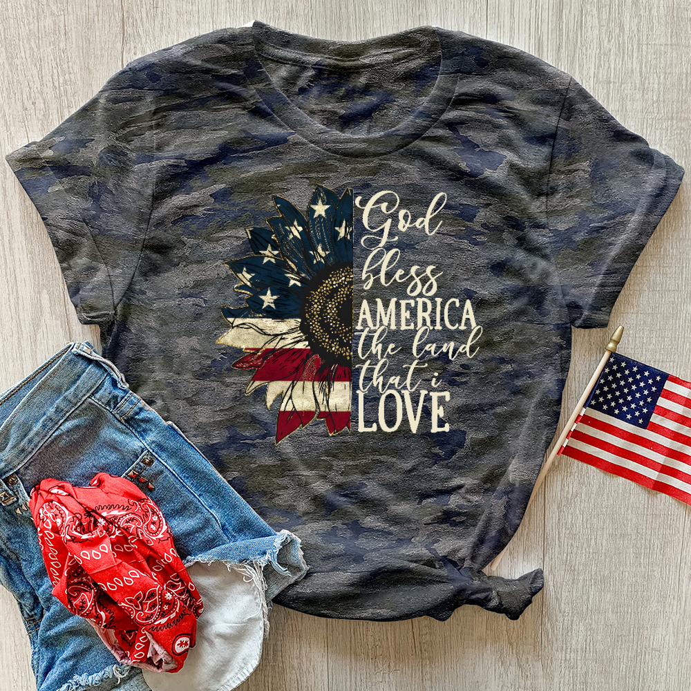 Land That I love Sunflower Camo Tee
