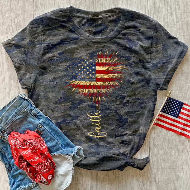 Faith Heart Fireworks Camo Tee