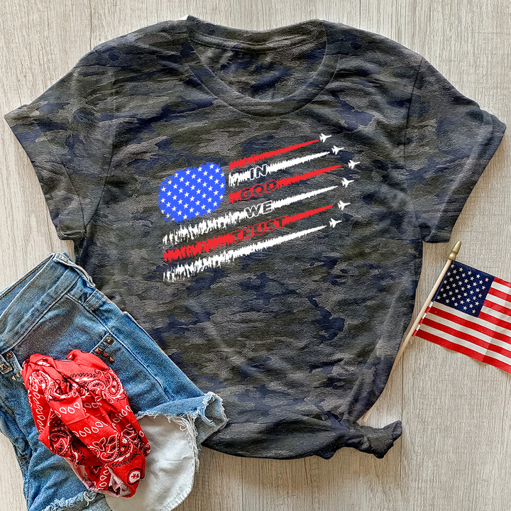 In God We Trust Jet Flag Camo Tee