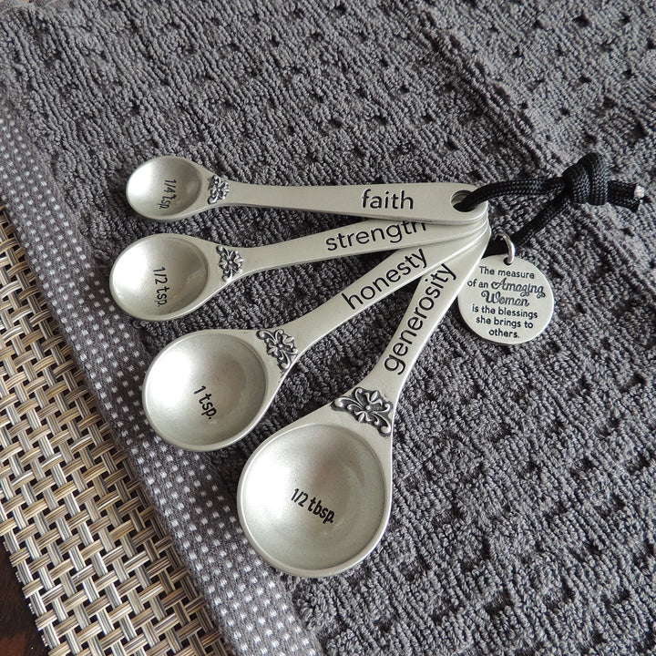 Amazing Woman Measuring Spoons – Silver Enamel Gift Set | Christian Lifestyle Collections