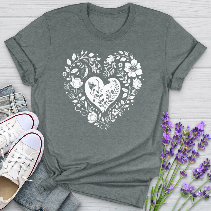 A Simple Floral Heart 01 Softstyle Tee