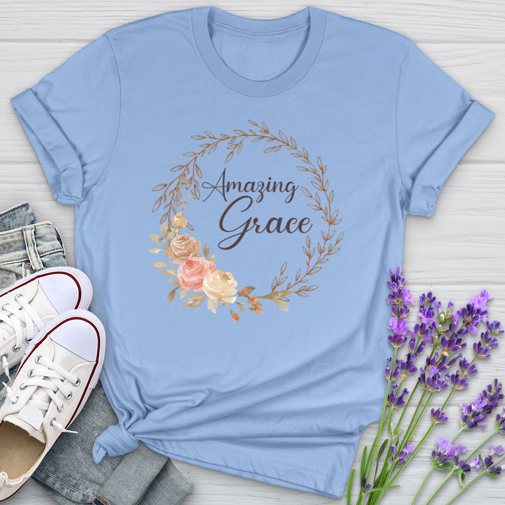Amazing Grace Floral Wreath Softstyle Tee