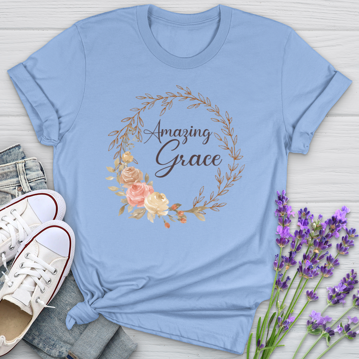 Amazing Grace Floral Wreath Softstyle Tee