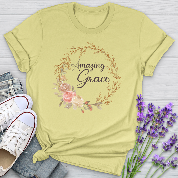 Amazing Grace Floral Wreath Softstyle Tee