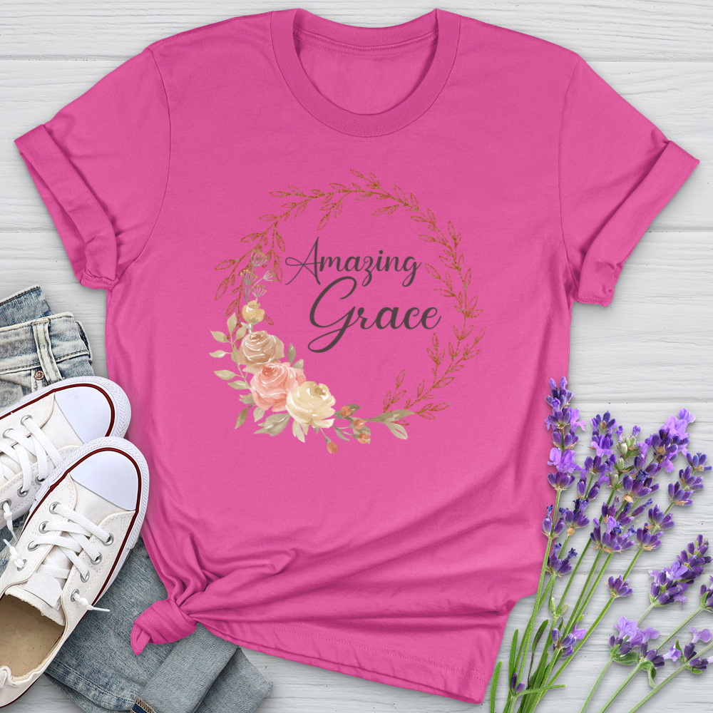 Amazing Grace Floral Wreath Softstyle Tee