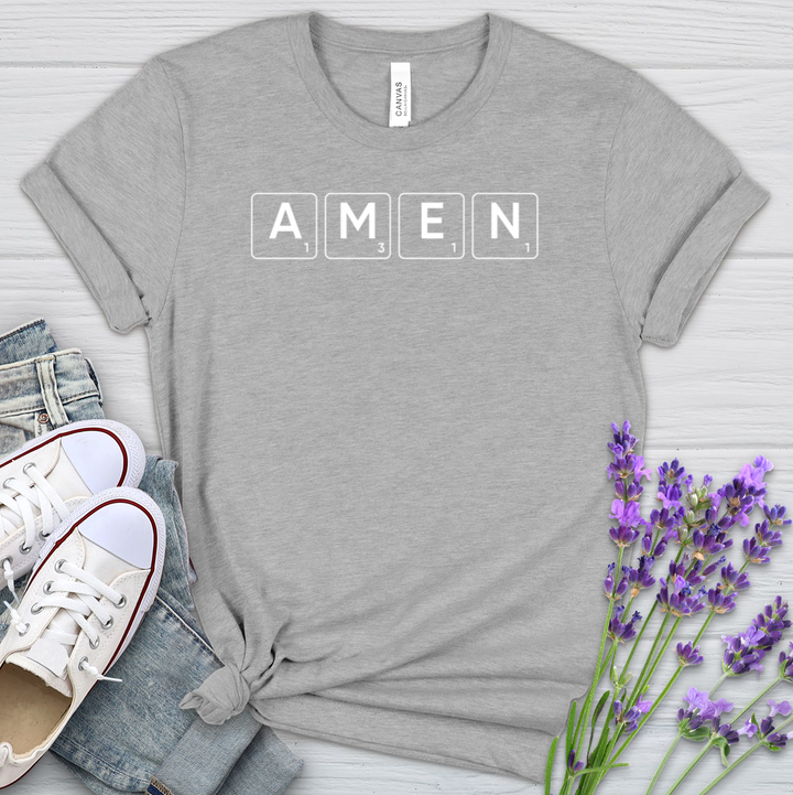 Amen Scrabble Heathered Tee