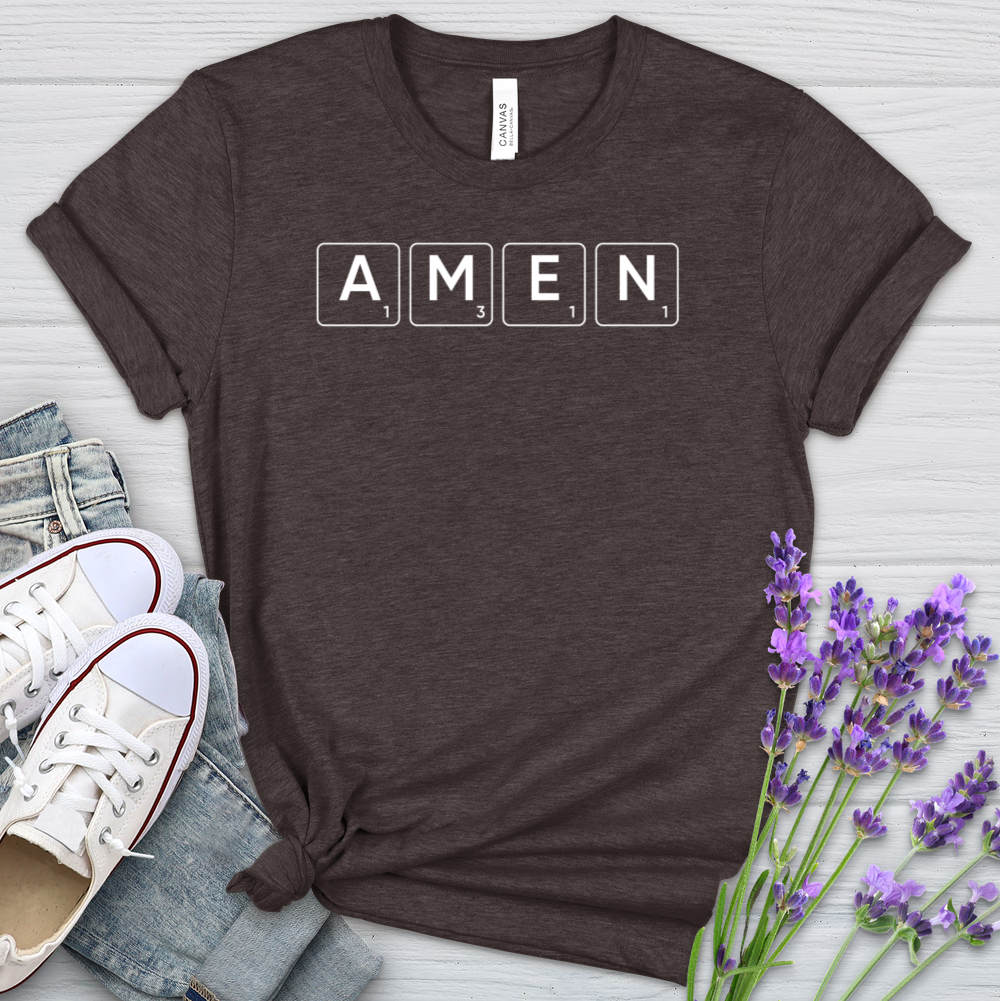 Amen Scrabble Heathered Tee