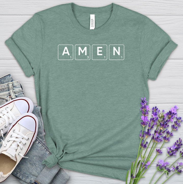 Amen Scrabble Heathered Tee