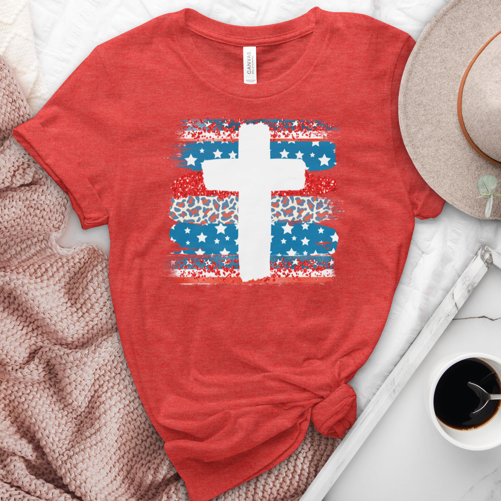 American Faith Cross Heathered Tee