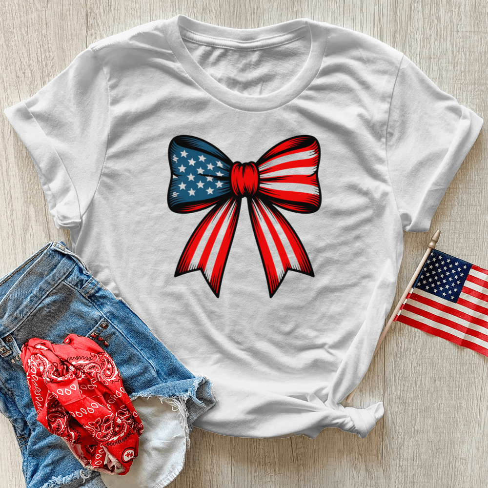 American Flag Bow Heathered Tee