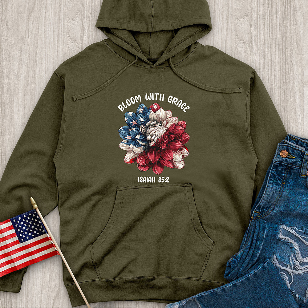 Patriotic Bloom Emblem Midweight Hooded Sweatshirt