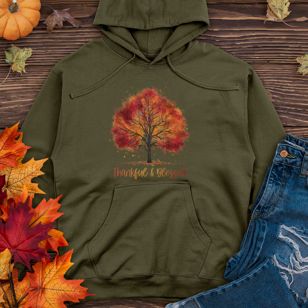 Thankful & Blessed Autumn Tree Midweight Hooded Sweatshirt