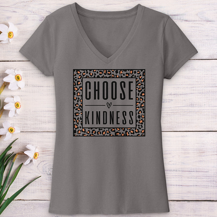 Choose Kindness Leopard V-Neck Tee