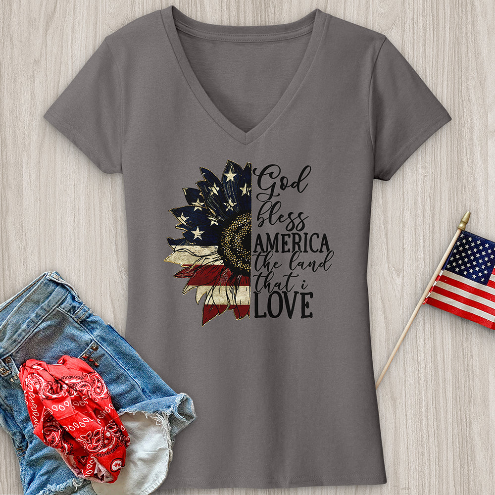 Land That I love Sunflower V-Neck Tee