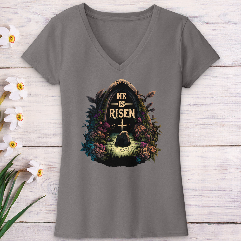 He Is Risen Grave V-Neck Tee