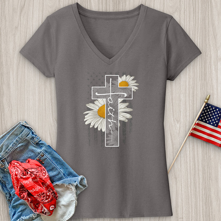 Faith Flag V-Neck Tee