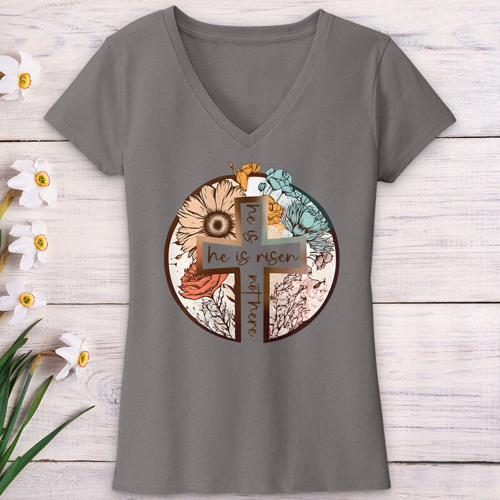 He Is Risen Cross V-Neck Tee