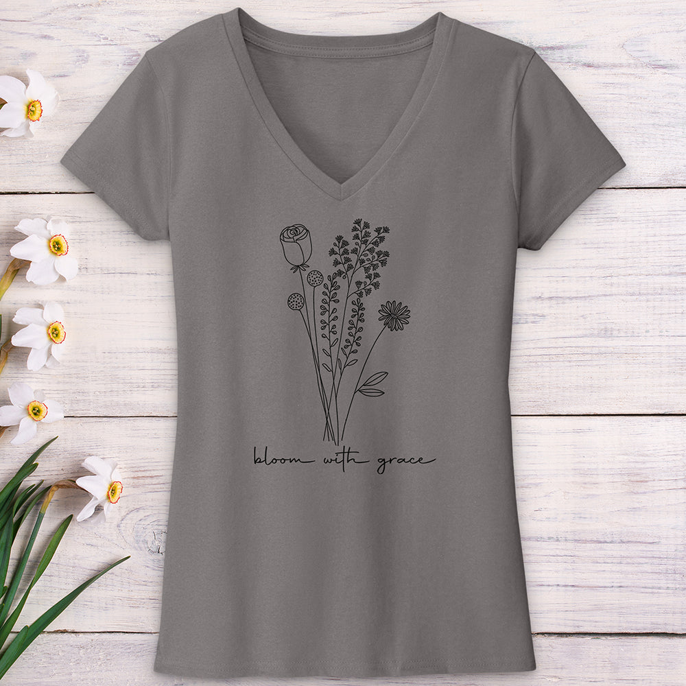 Bloom With Grace Bouquet V-Neck Tee