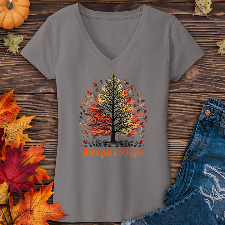 Thankful Blessed Woodland Journey V-Neck Tee