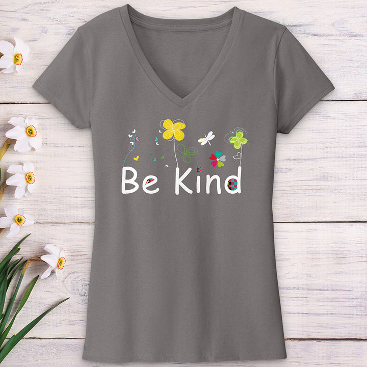 Be Kind Spring Garden V-Neck Tee