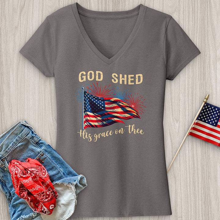 God Shed Firework Flag V-Neck Tee