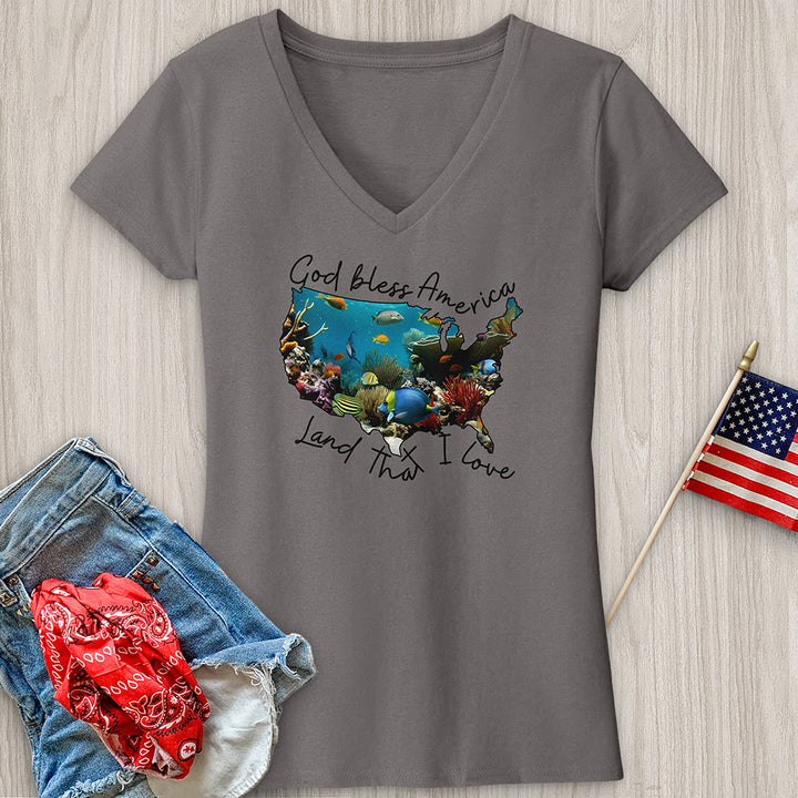 Ocean With Animals in It V-Neck Tee