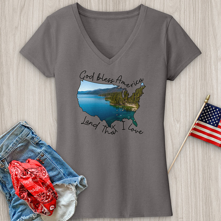 Lake With Boats On It V-Neck Tee