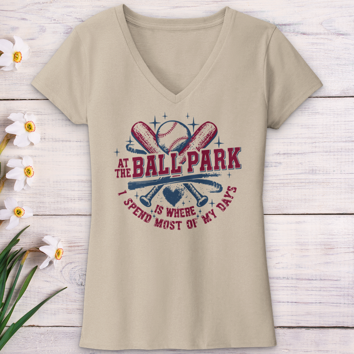 At The Ball Park V-Neck Tee