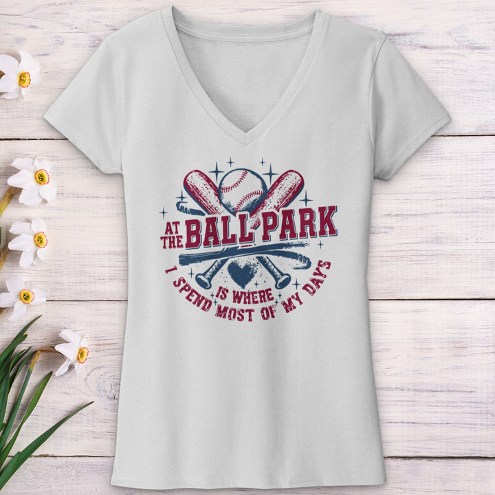 At The Ball Park V-Neck Tee