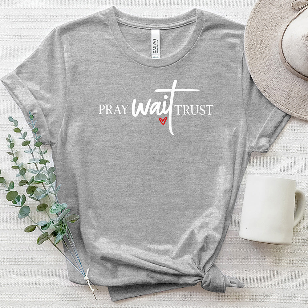 Pray Wait Trust Heart Heathered Tee