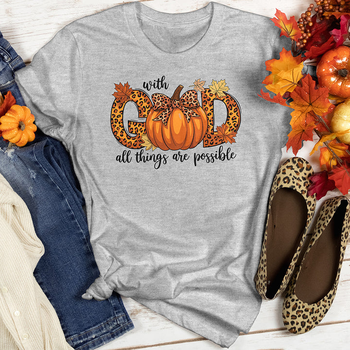 With God All Things Are Possible Pumpkin Heathered Tee