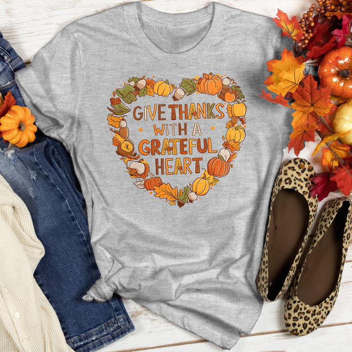 Give Thanks With A Grateful Heart Heathered Tee