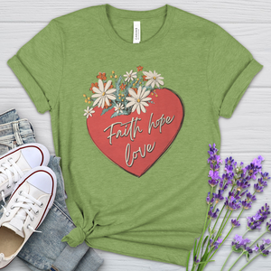 Faith Hope Love Garden Heart Heathered Tee