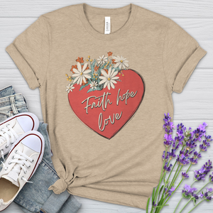 Faith Hope Love Garden Heart Heathered Tee