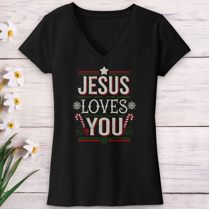 Jesus Love You Christmas V-Neck Tee