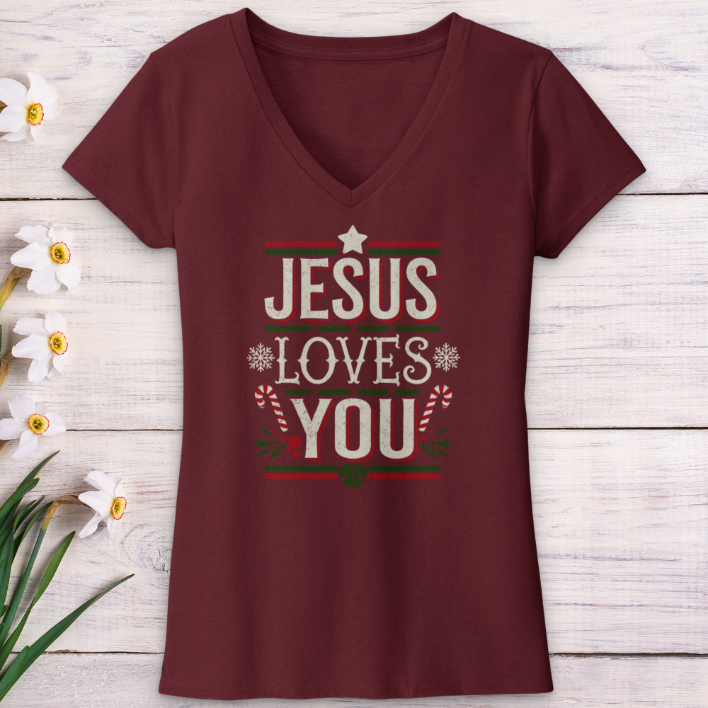 Jesus Love You Christmas V-Neck Tee