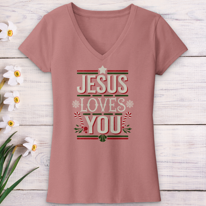 Jesus Love You Christmas V-Neck Tee