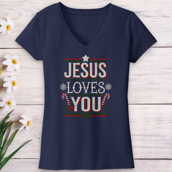 Jesus Love You Christmas V-Neck Tee