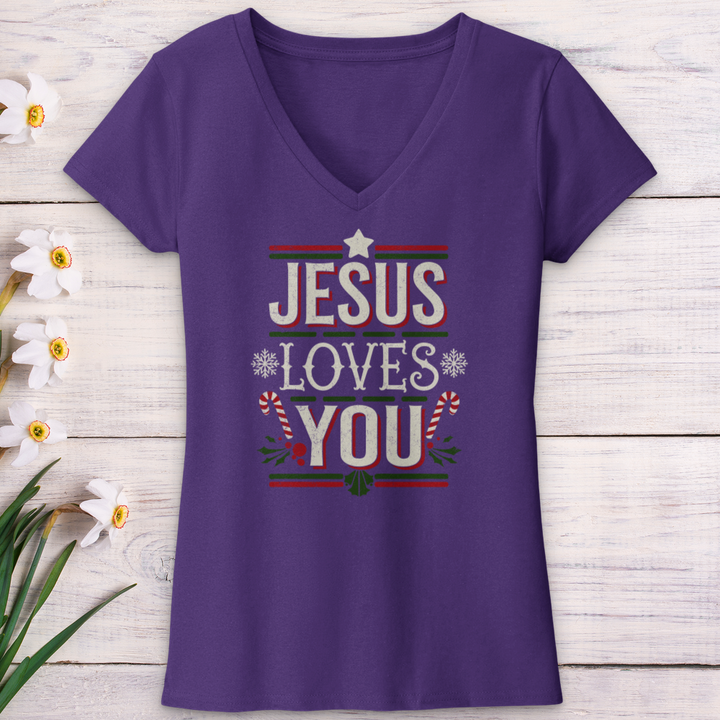 Jesus Love You Christmas V-Neck Tee