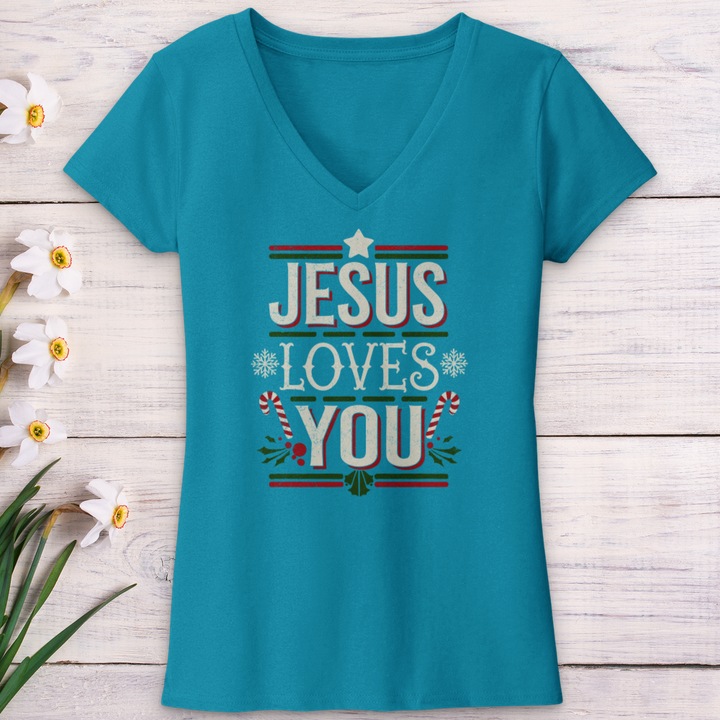 Jesus Love You Christmas V-Neck Tee