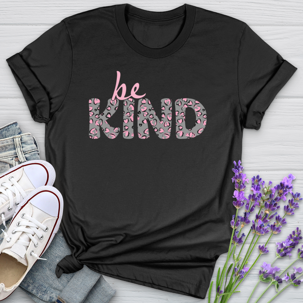 Be Kind Pink Leopard Print Softstyle Tee
