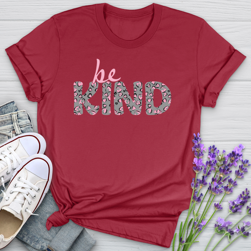 Be Kind Pink Leopard Print Softstyle Tee