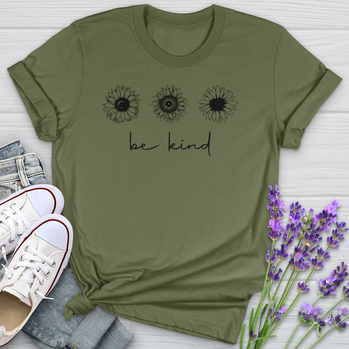 Be Kind Sunflower Pattern Softstyle Tee