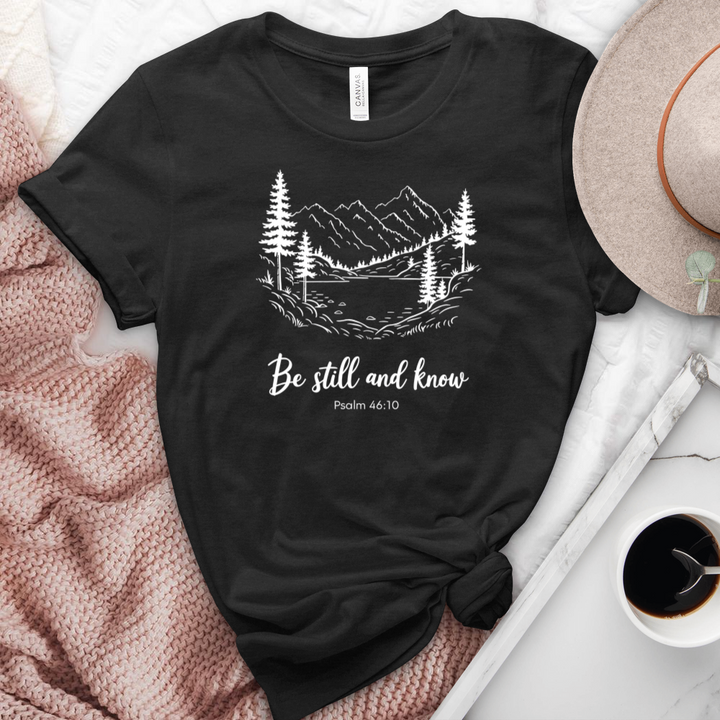 Be Still & Know Peaceful Scenery Heathered Tee